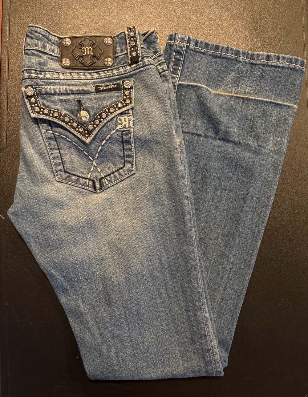 Miss Me Bootcut Stretch Studded Medium Wash Jeans Size 29 JW5087B5
